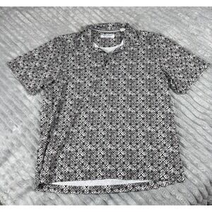 Tommy Bahama Polo Shirt Island Coastal Sz Medium Gray Geometric  Stretch Golf